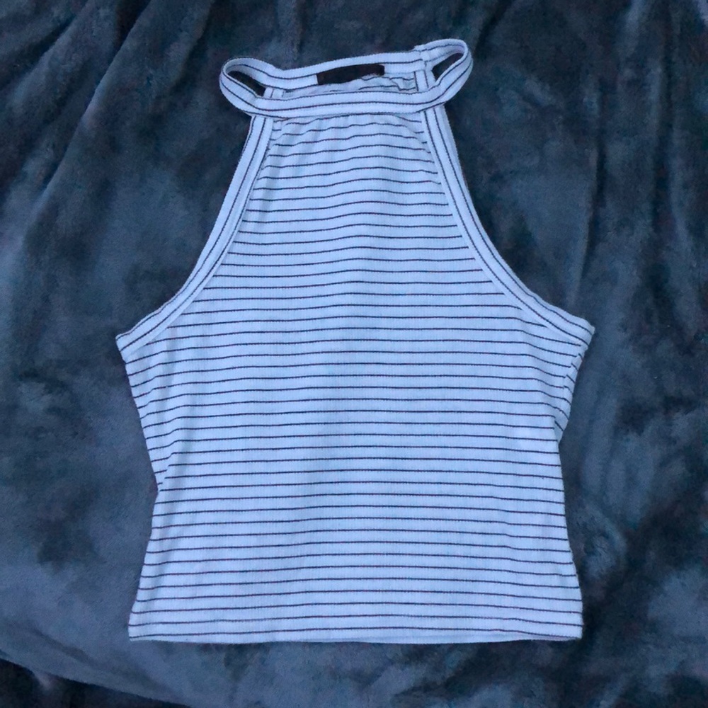 White, Black striped tank top